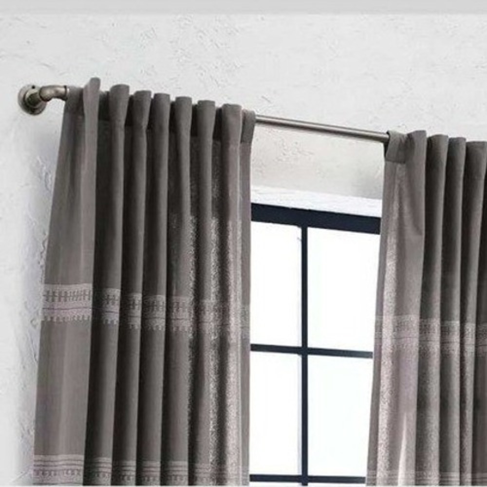 Threshold French Pipe Curtain Rod Industrial Silver Gray Pewter 66-120 Inches